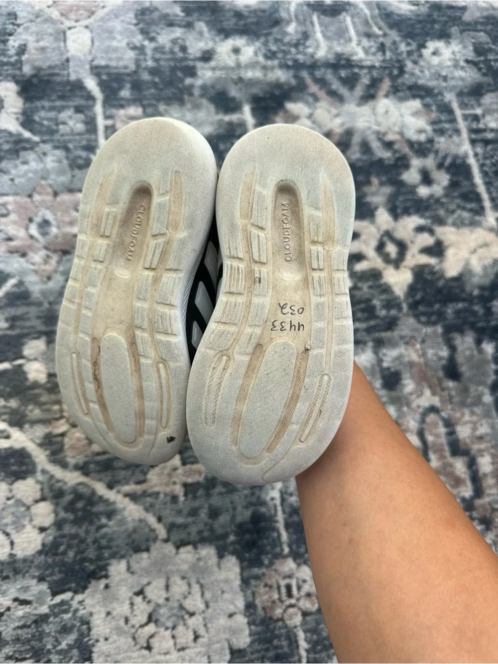 adidas Kids Gray & White Athletic Sneakers with Hook-and-Loop Closure